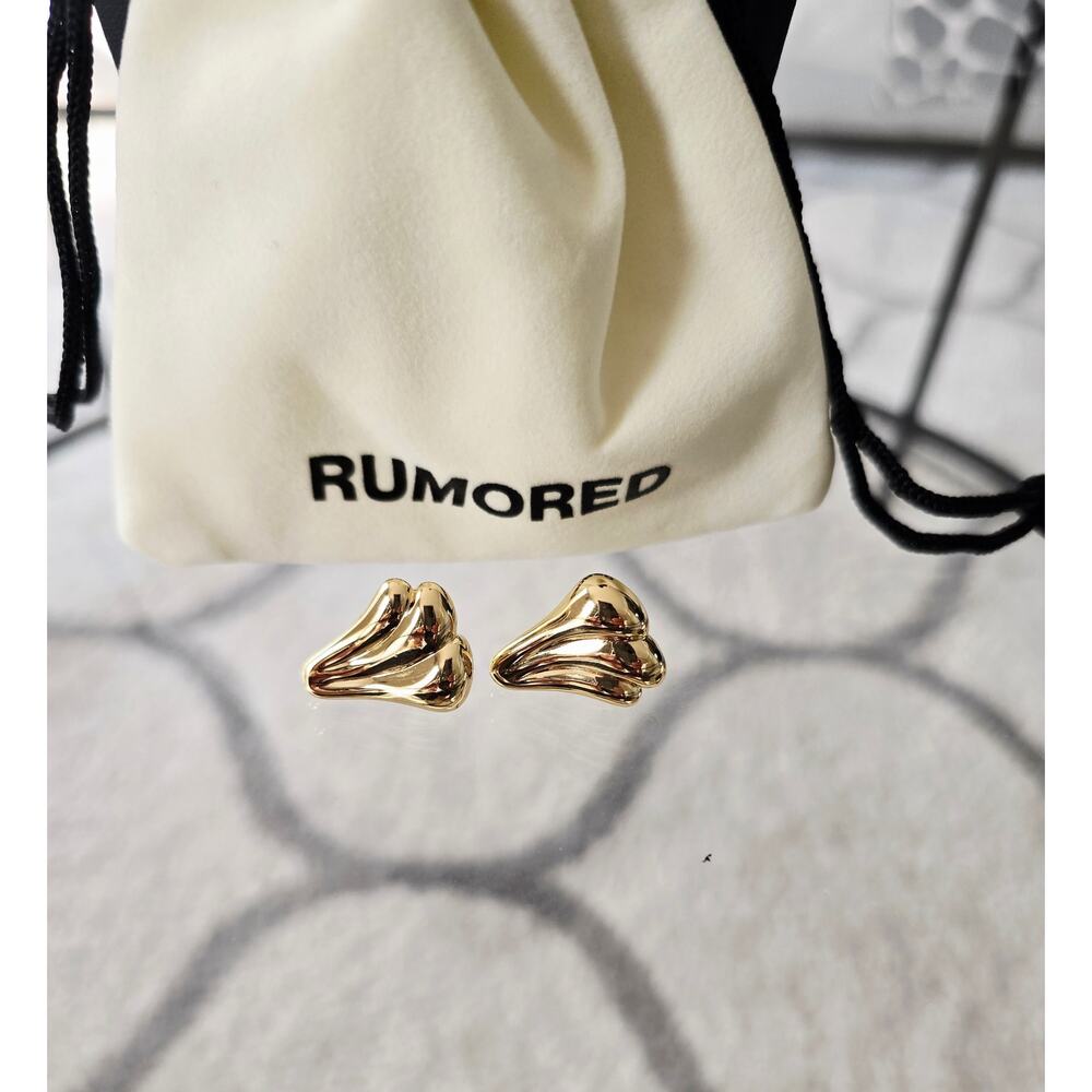 Rumored Gold Fan Post Earrings New